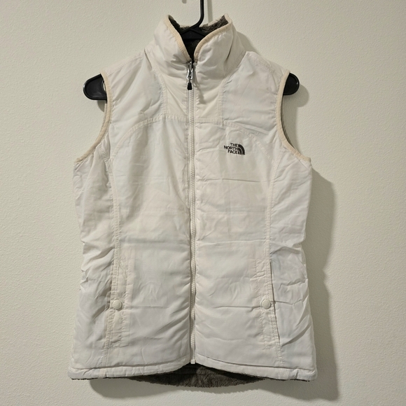 The North Face Reversible Puffer Vest Brown White Small Women’s Fall Winter - Picture 3 of 16